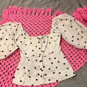 GANNI Polka Dots Cotton Poplin Top